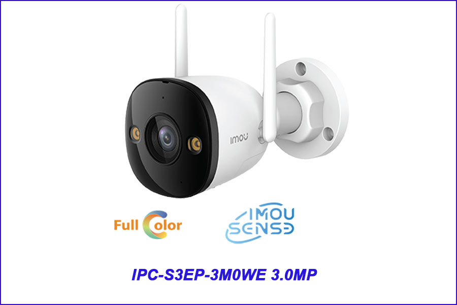 Camera Wifi thân cố định ngoài trời Full color 3.0MP IPC-S3EP-3M0WE