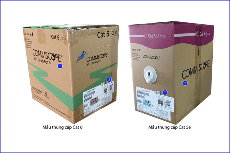 Mẫu cáp Cat.6 và Cat.5 Commscope